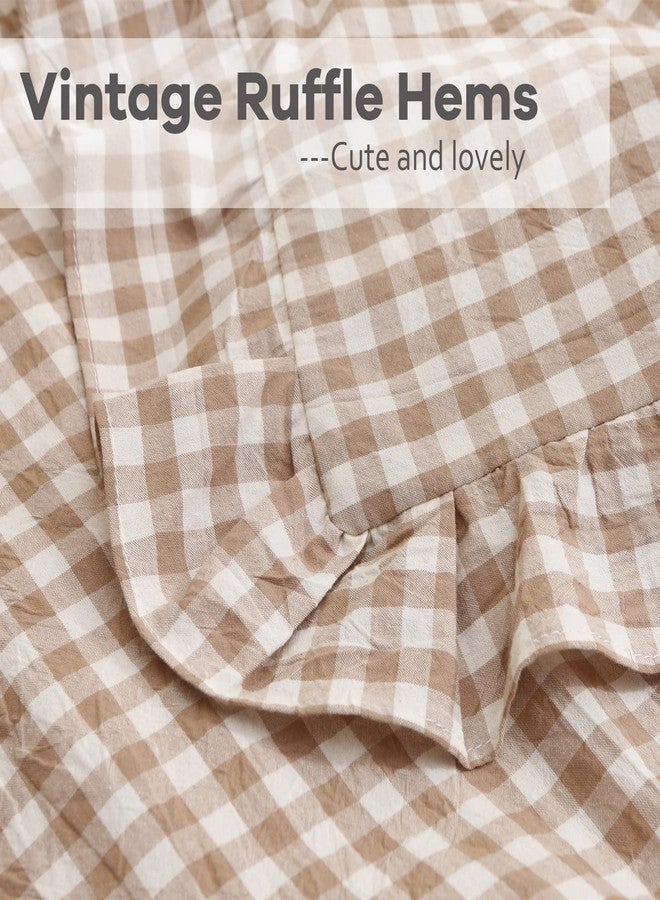 K MASANIJI طقم أغطية وسائد مربعة مكشكشة باللونين الأبيض والبيج من كي ماسانيجي، قطعتان، مصنوعة من القطن المغسول بنسبة 100%، بنقشة مربعات بلون الجمل البني، أغطية وسائد ديكورية للخريف للسرير/الأريكة - 26 بوصة × 26 بوصة - Image 5